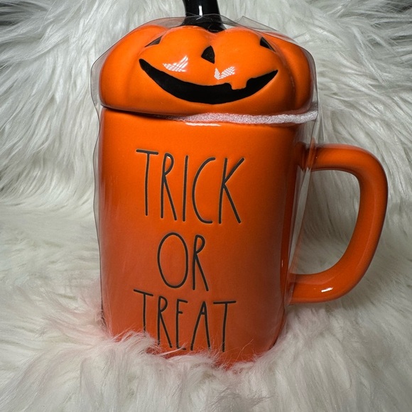 Rae Dunn Other - Rae Dunn Orange Pumpkin Trick or Treat Mug with Topper
